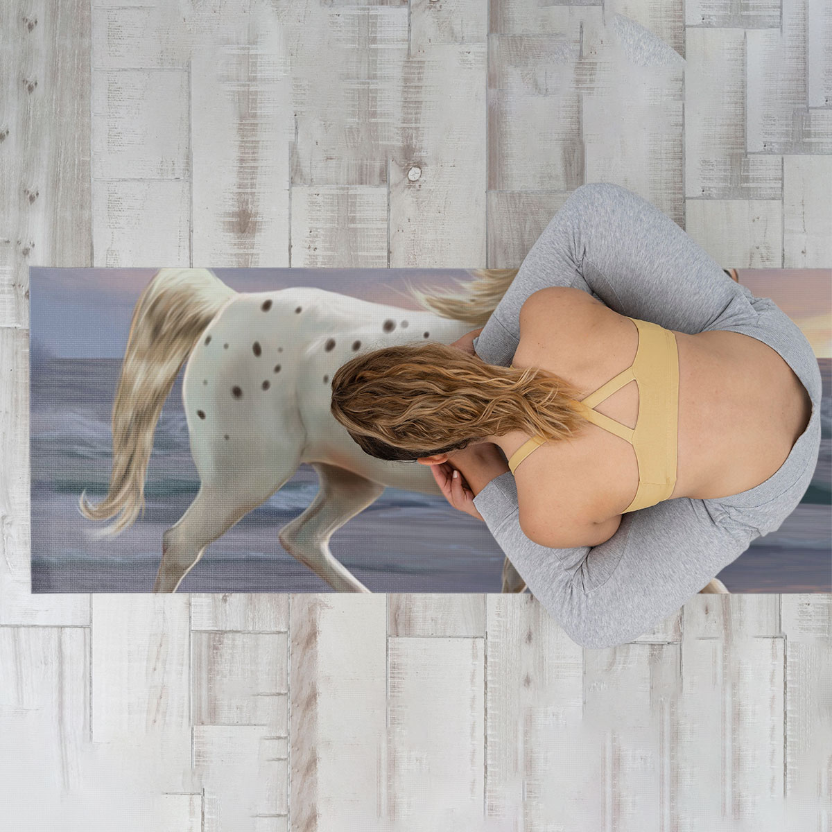 Classic White Horse Yoga Mat