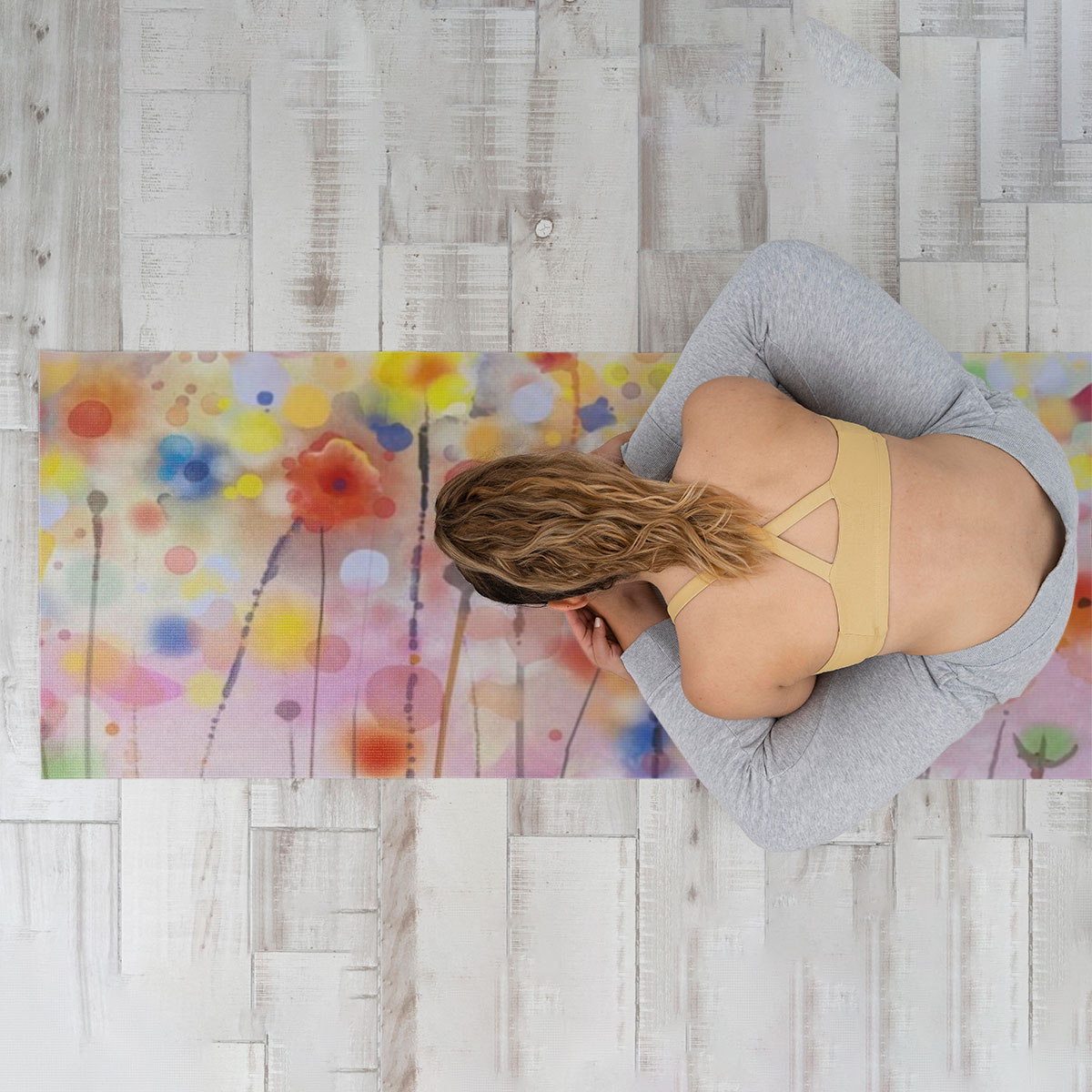 Color Dreamy Flower Yoga Mat