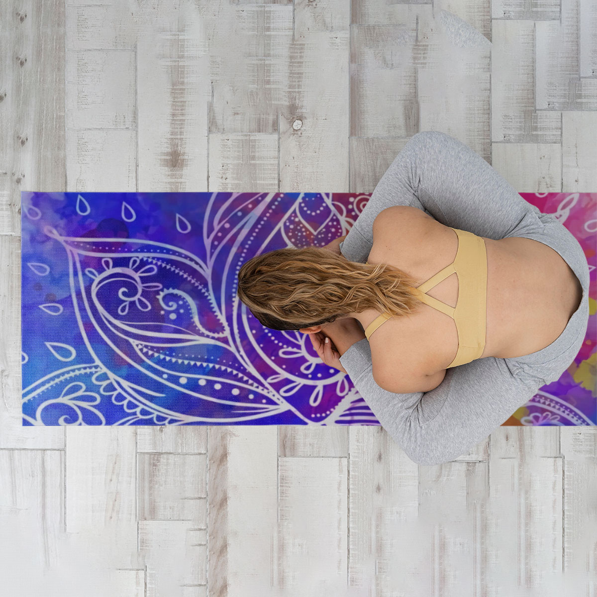 Colorful Boho Lotus Yoga Mat