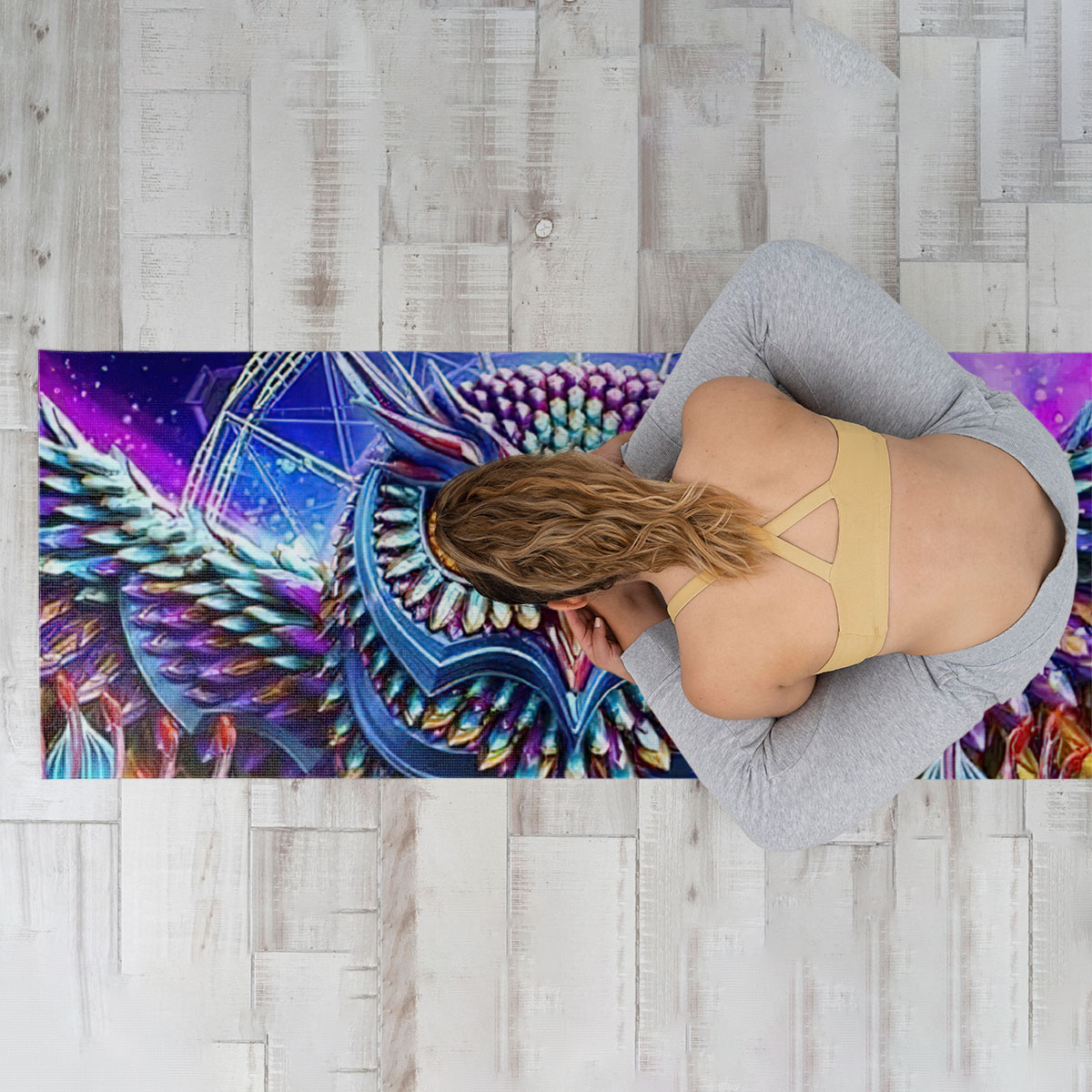 Colorful Diamond Owl Yoga Mat