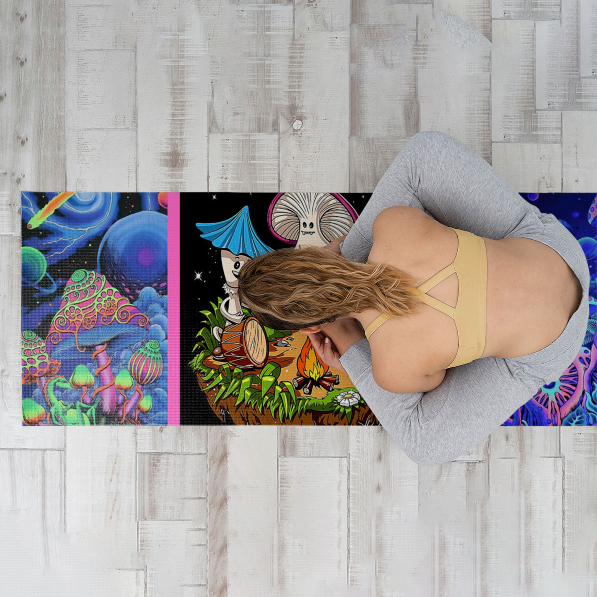 Colorful Hippie Mushroom Yoga Mat