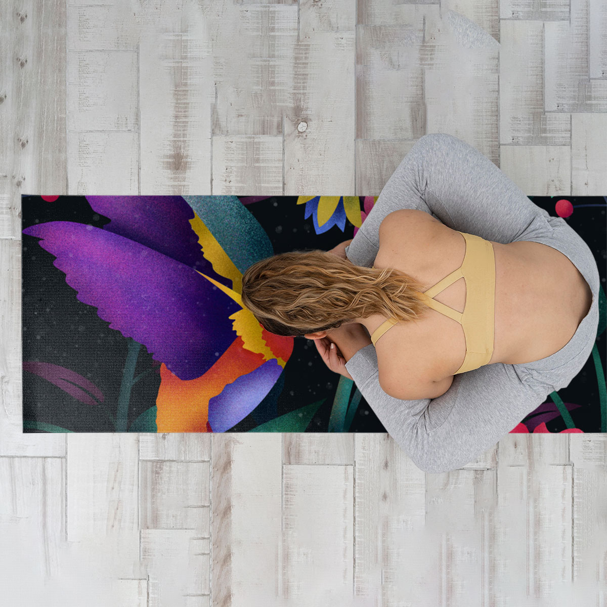 Colorful Humming Bird Yoga Mat