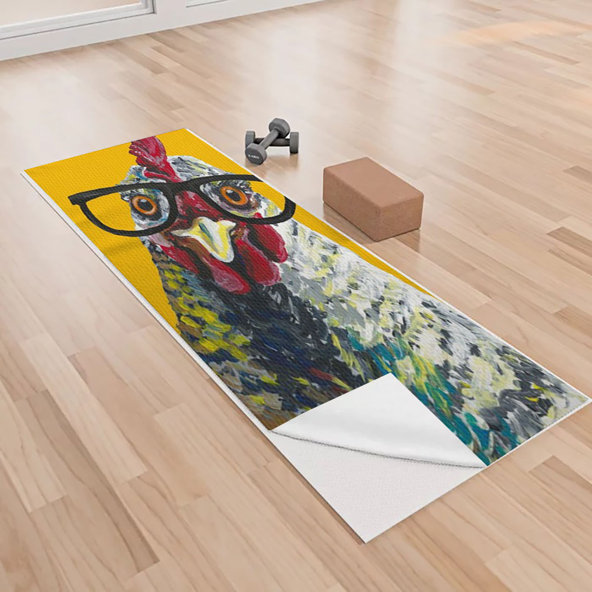 Chicken With Glasses Yoga Towels