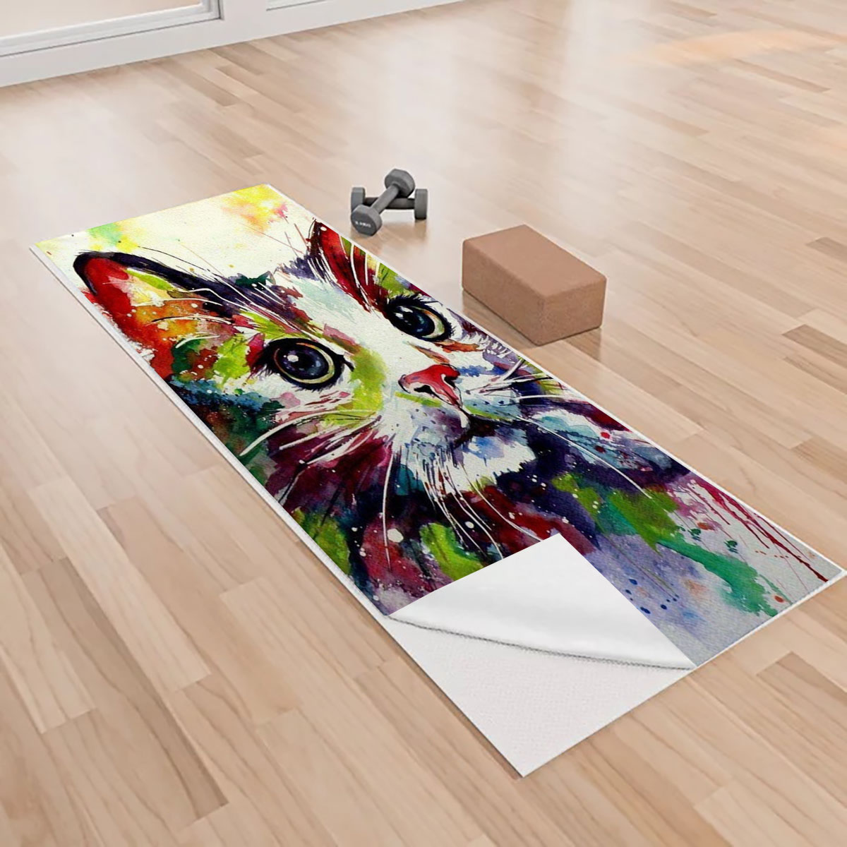 Colorful Cat Yoga Towels