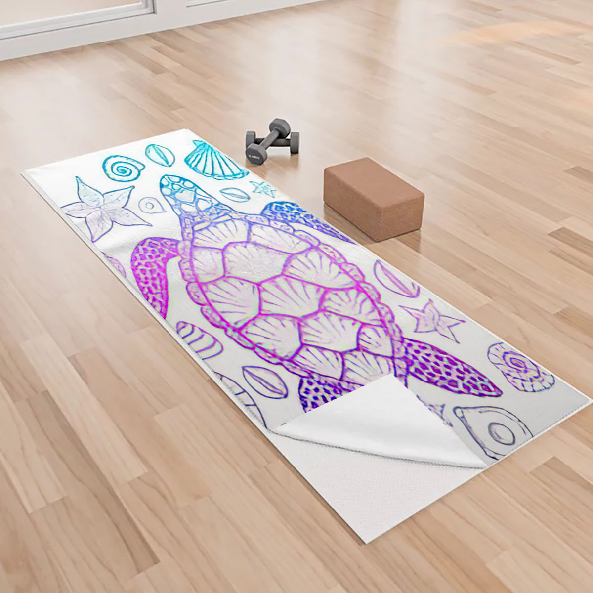 Colorful Marine Turtle Yoga Towels