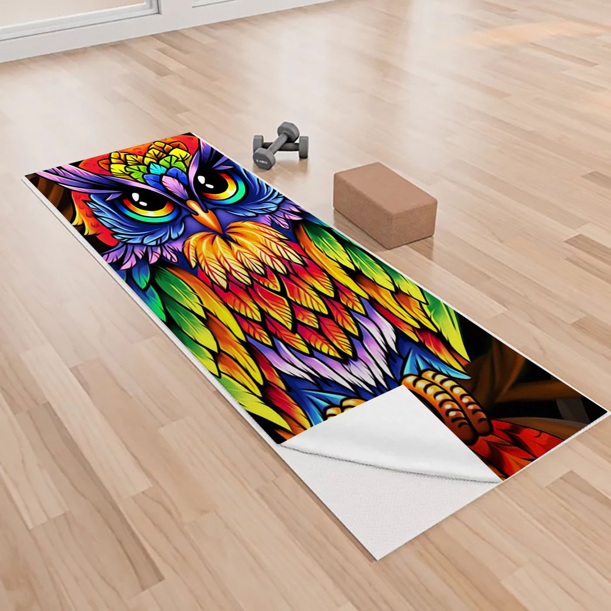 Colorful Owl Yoga Towels