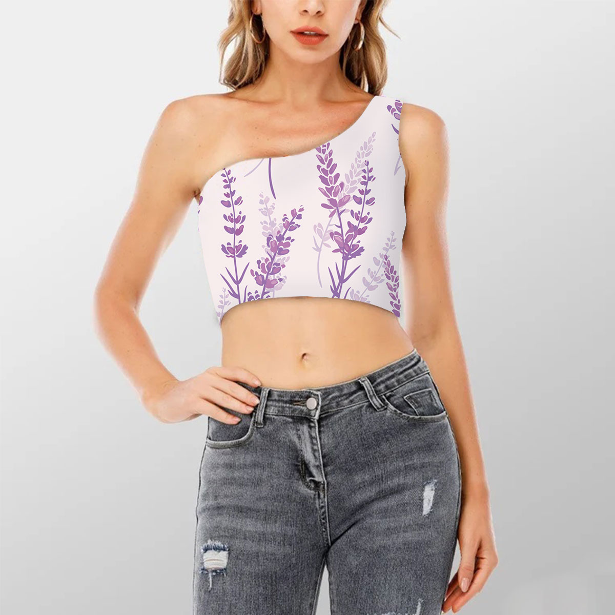 Purple Lavender Shoulder Cropped Top_2_1