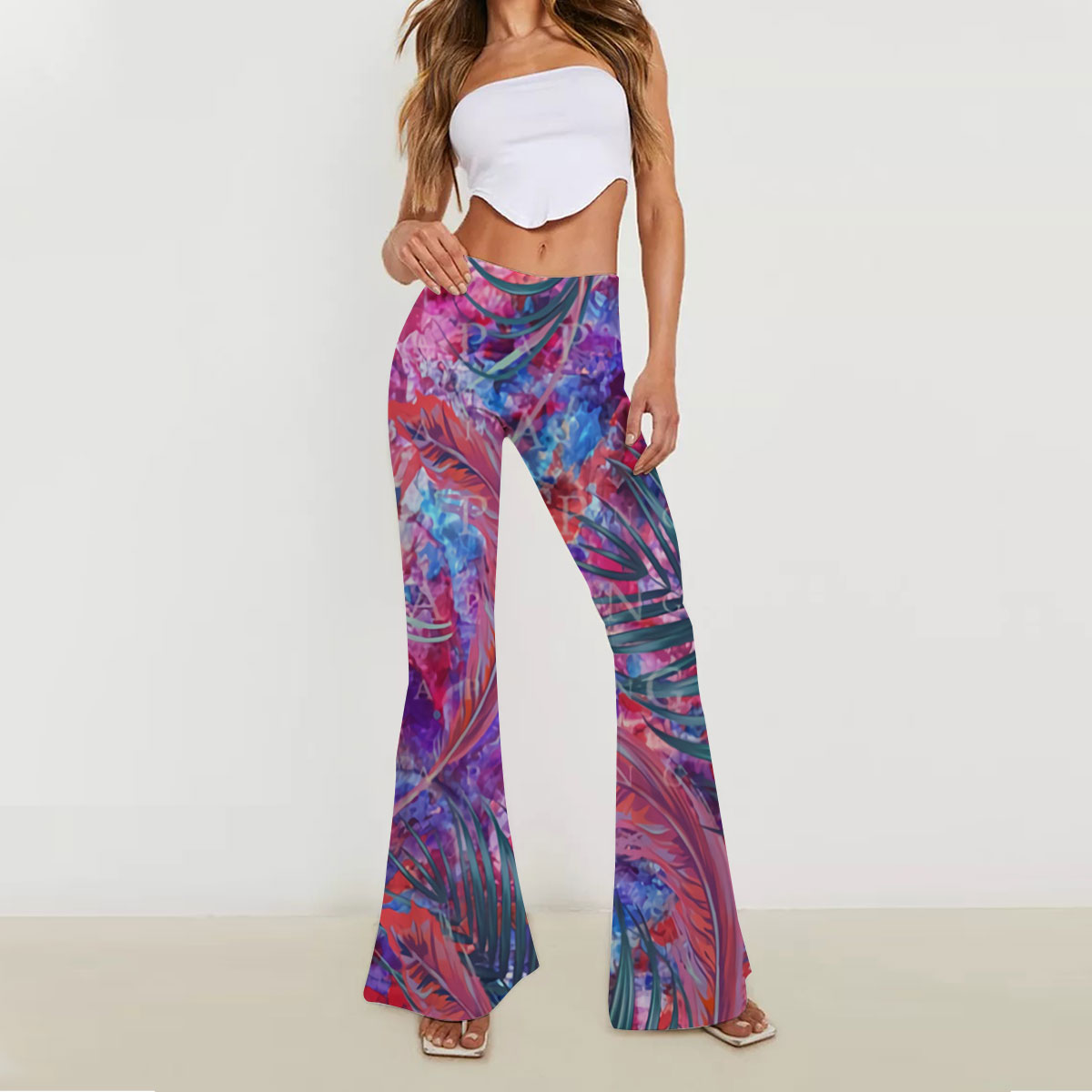 Psychedelic Orchid Skinny Flare Pants_2_1