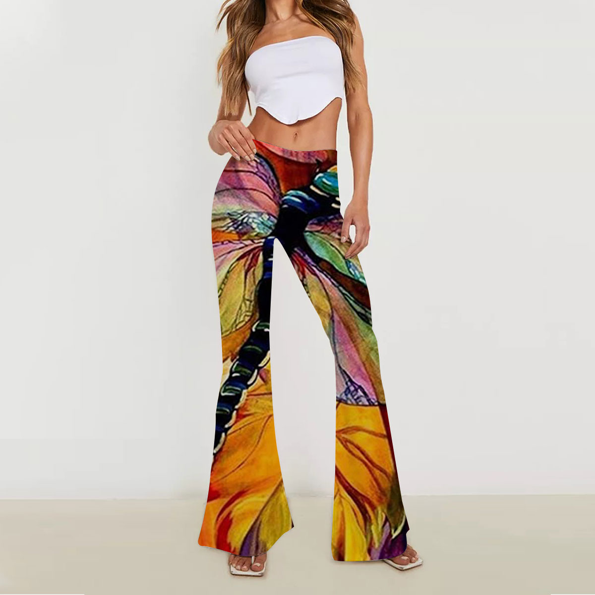 The Sunset Dragonfly Skinny Flare Pants_2_1