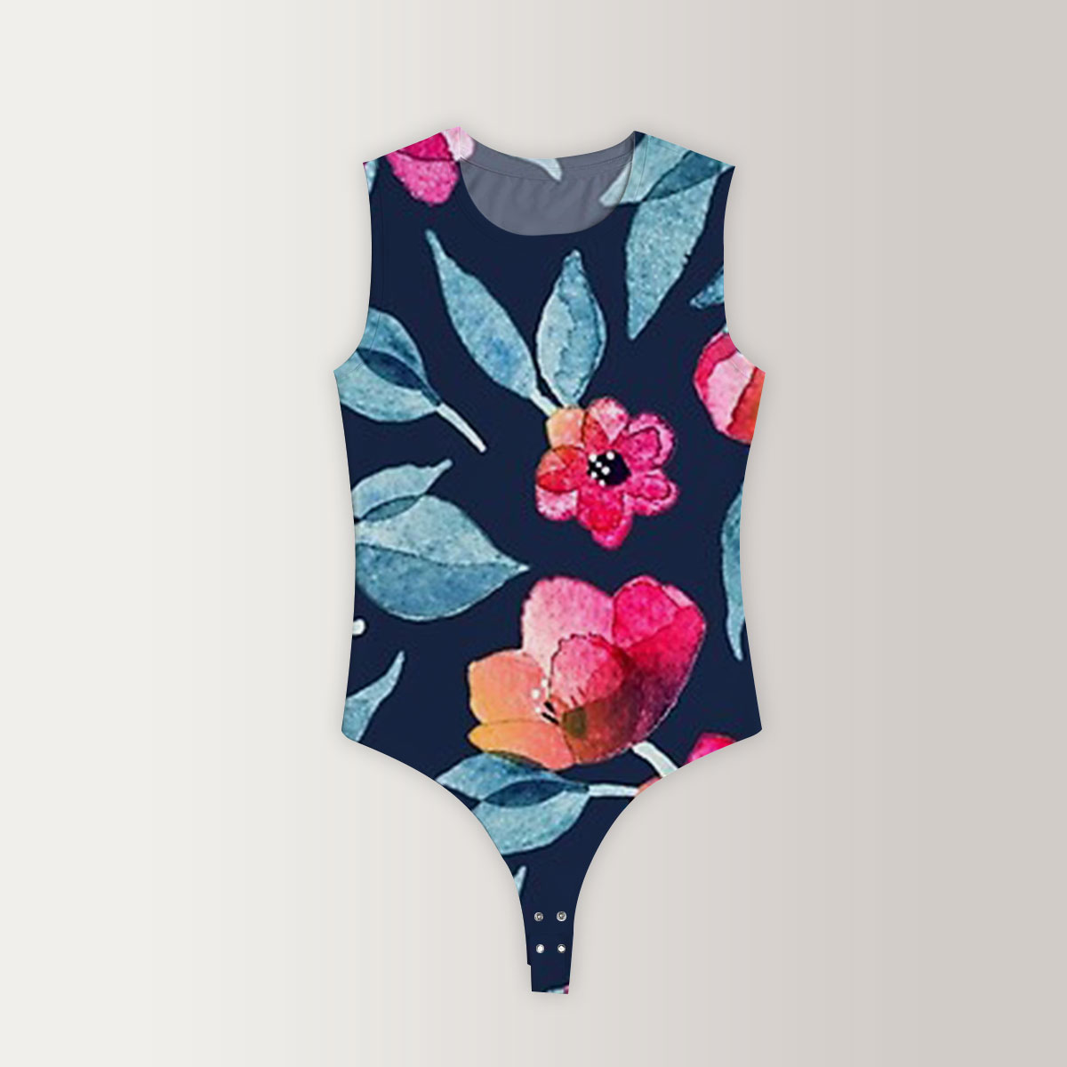 Red Rose Pink Orchid Sleeveless Bodysuit_2_1