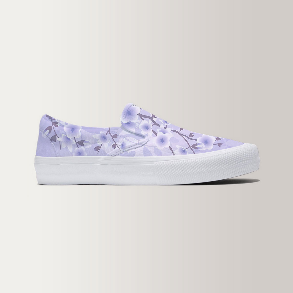 Purple Cherry Blossom Slip On Sneakers_2_1