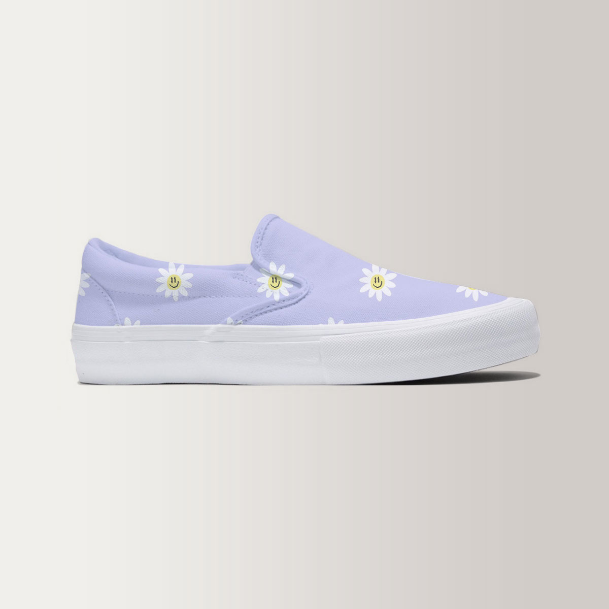 Purple Daisy Slip On Sneakers_2_1