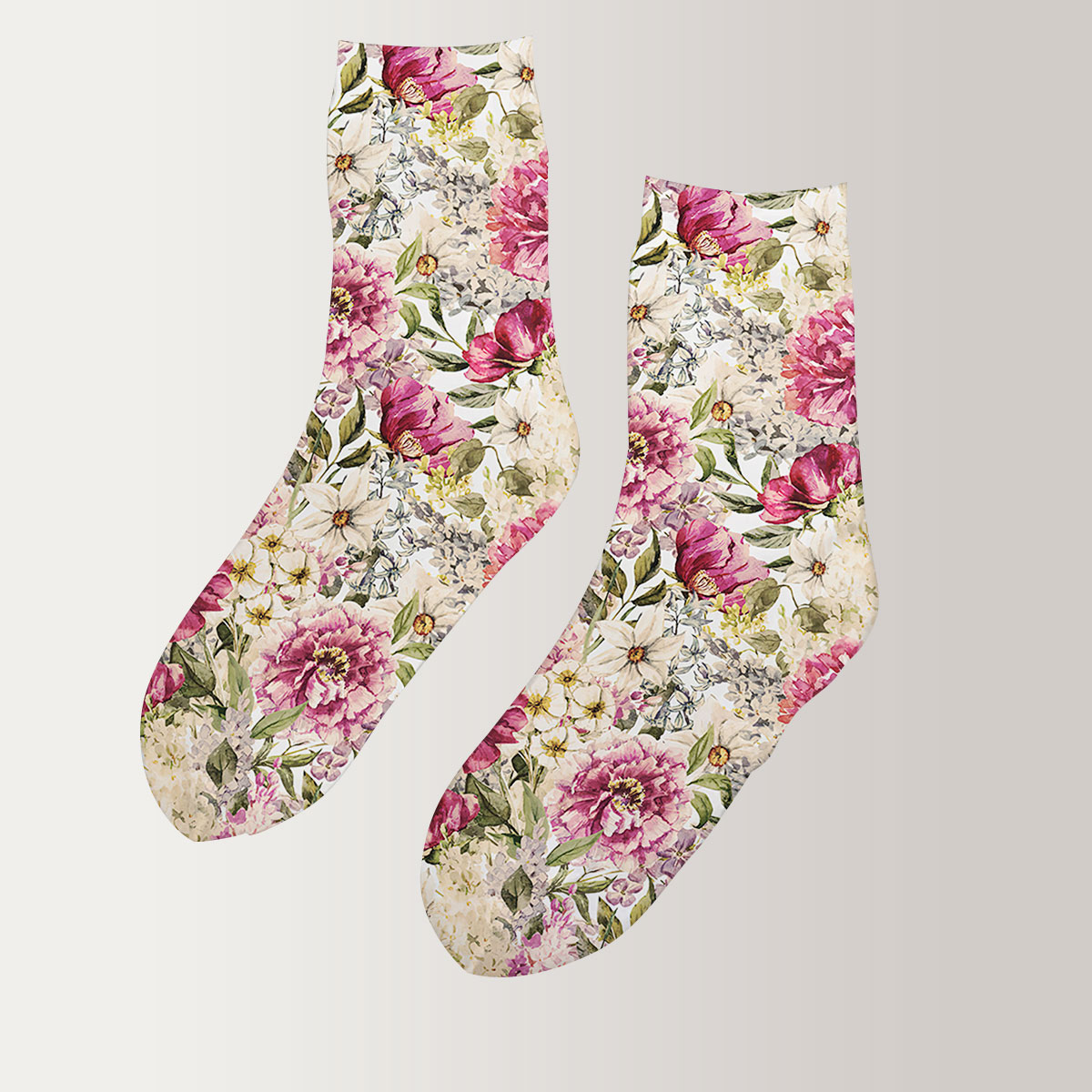 Floral Vintage Peony 3D Socks_2_1