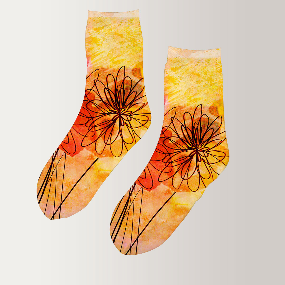 Floral Whimsy Abstract 3D Socks_2_1
