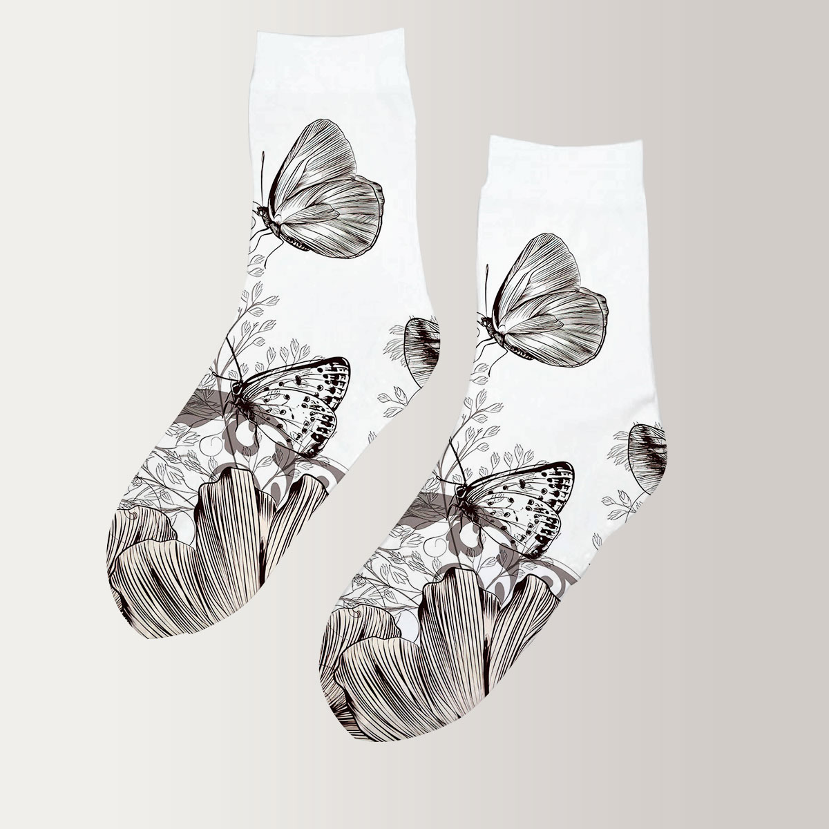 Flower And Butterfly 3D Socks_2_1
