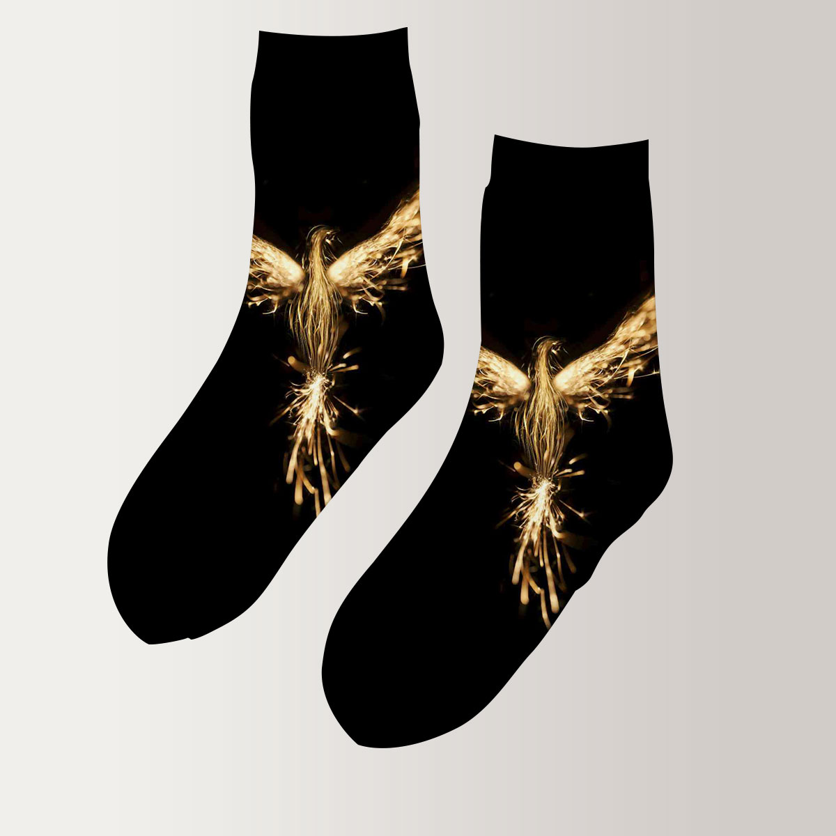 Flying Gold Phoenix 3D Socks_2_1