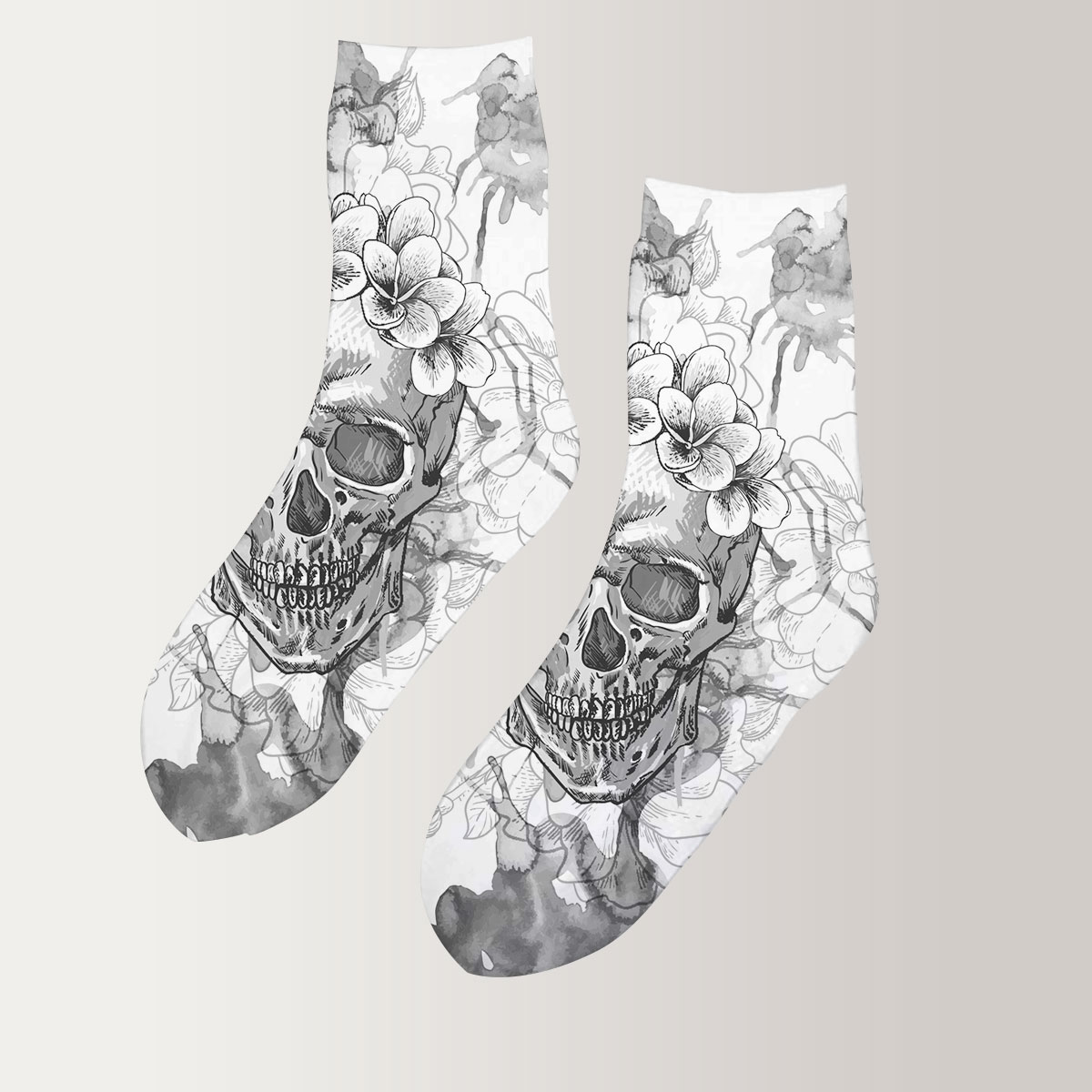 Forever Flower Skull 3D Socks_2_1