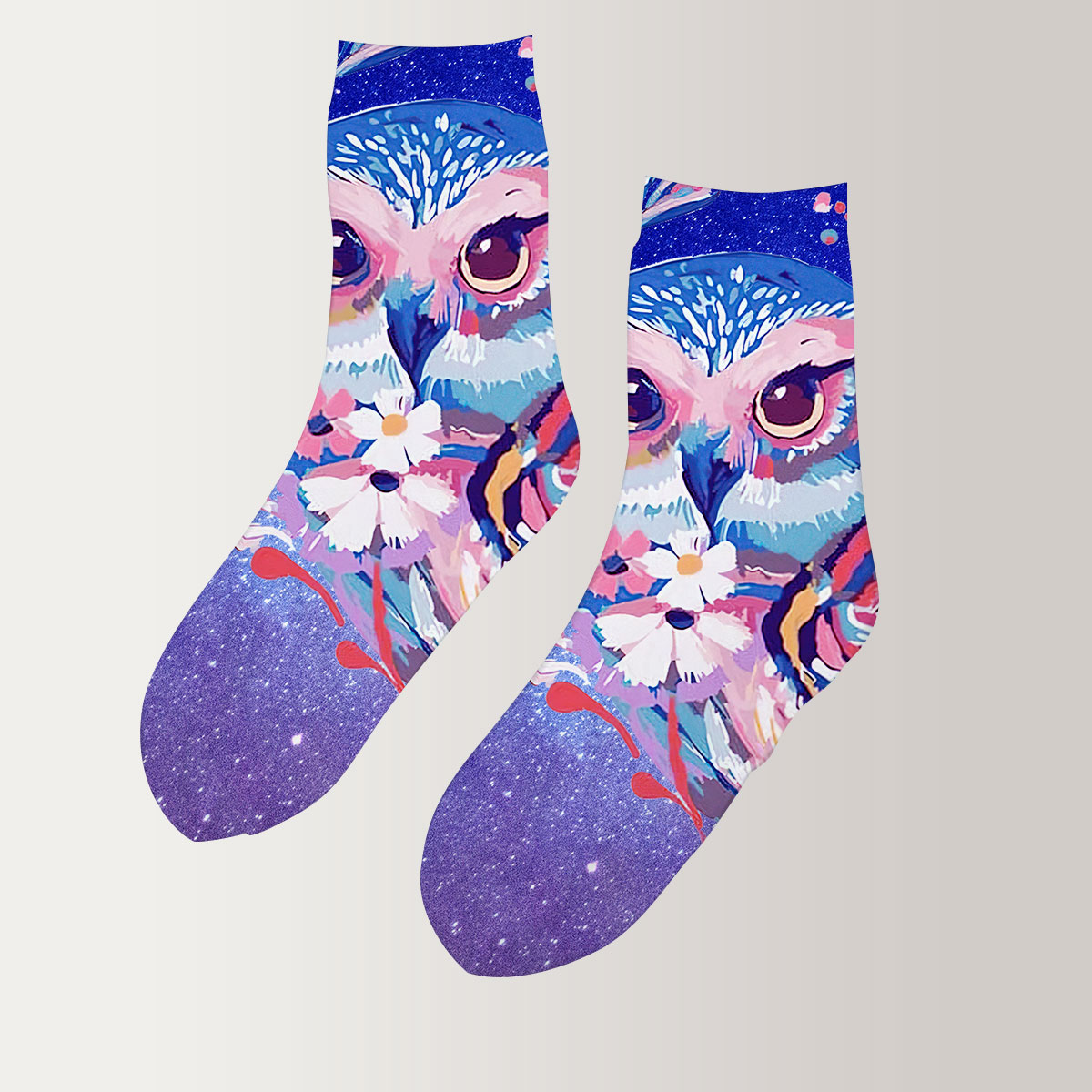 Galaxy Pink Owl 3D Socks_2_1