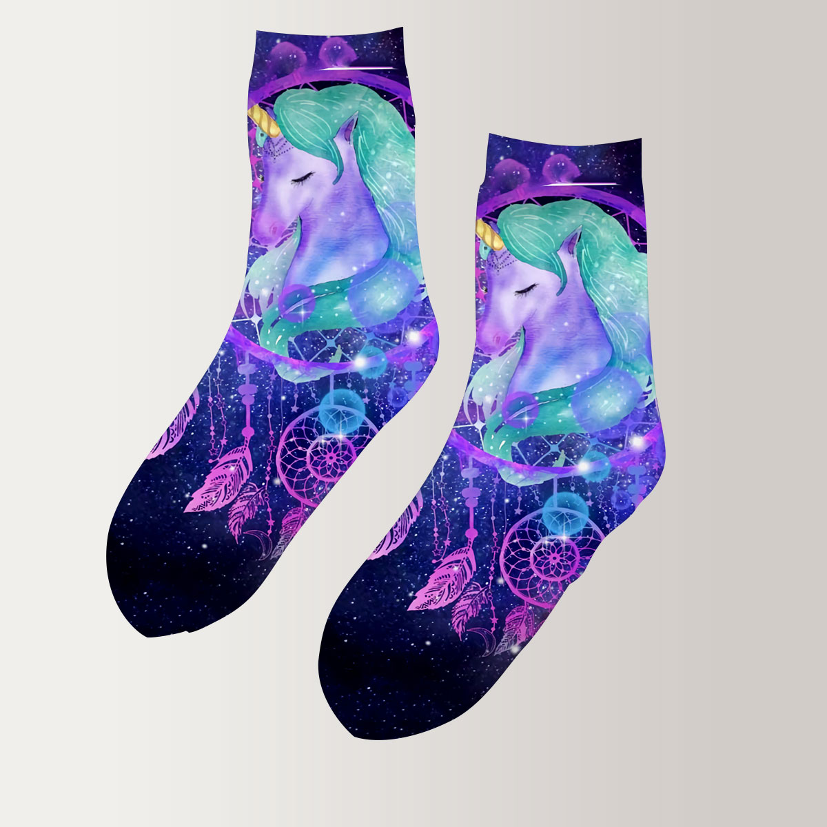 Galaxy Unicorn With Dream Catcher 3D Socks_2_1