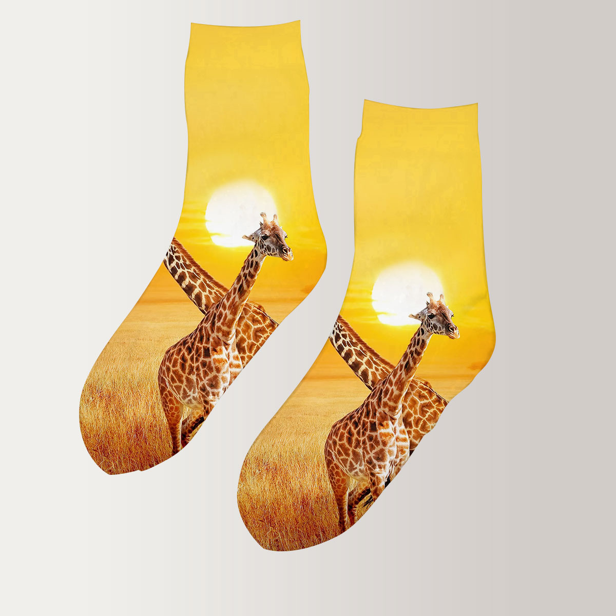 Giraffe Under The Sunset 3D Socks_2_1