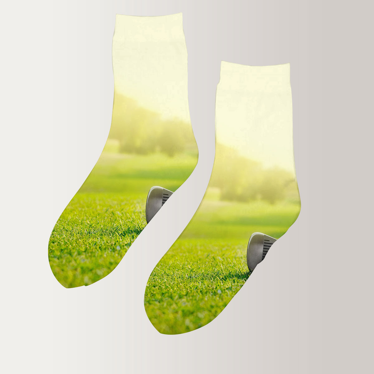Golf Tools On Grass 3D Socks_2_1