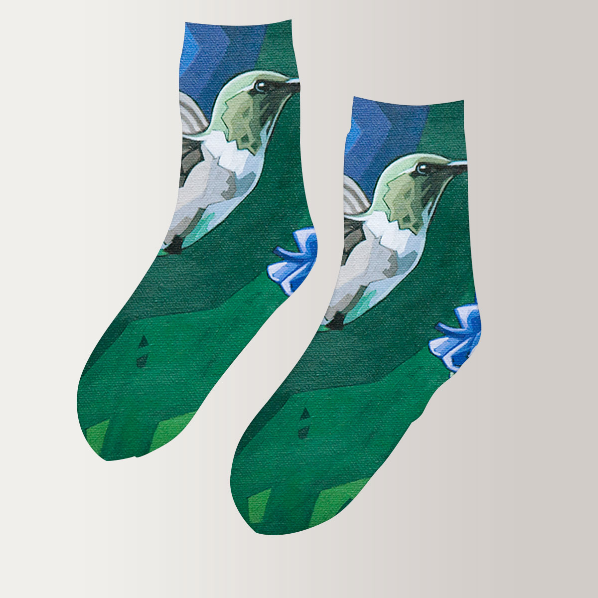 Green Humming Bird 3D Socks_2_1