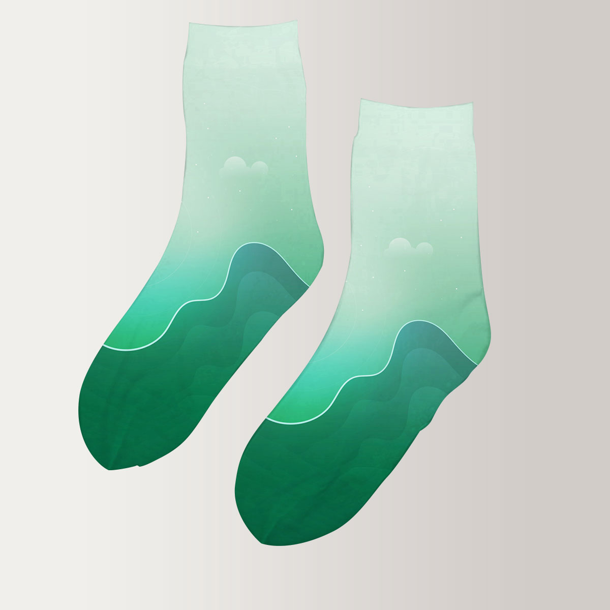 Green Sky Sunrise 3D Socks_2_1