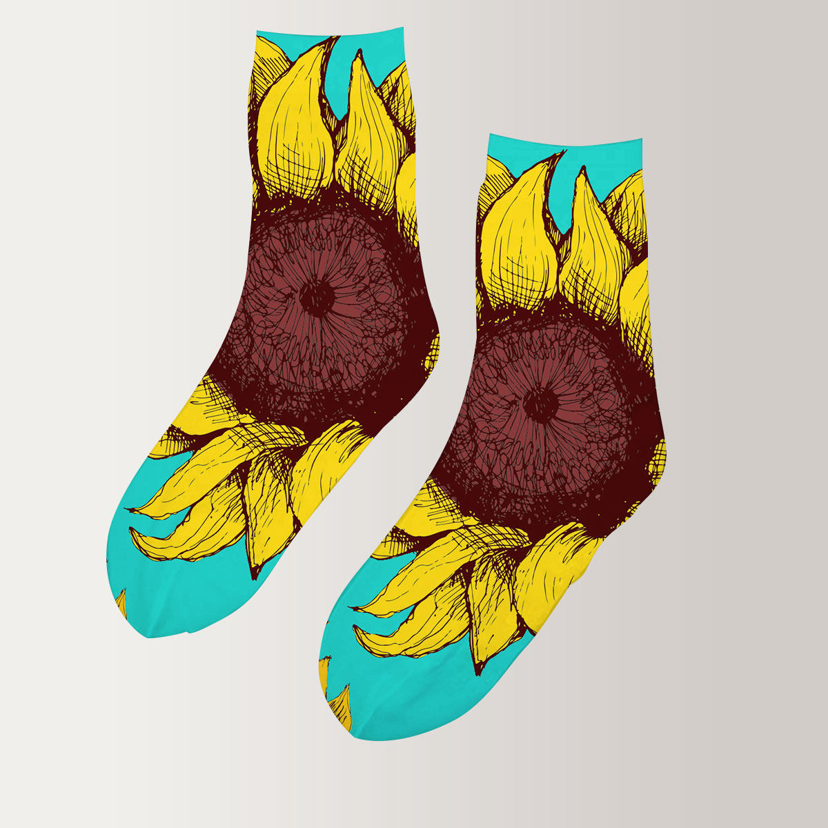 Green Sunflower 3D Socks_2_1