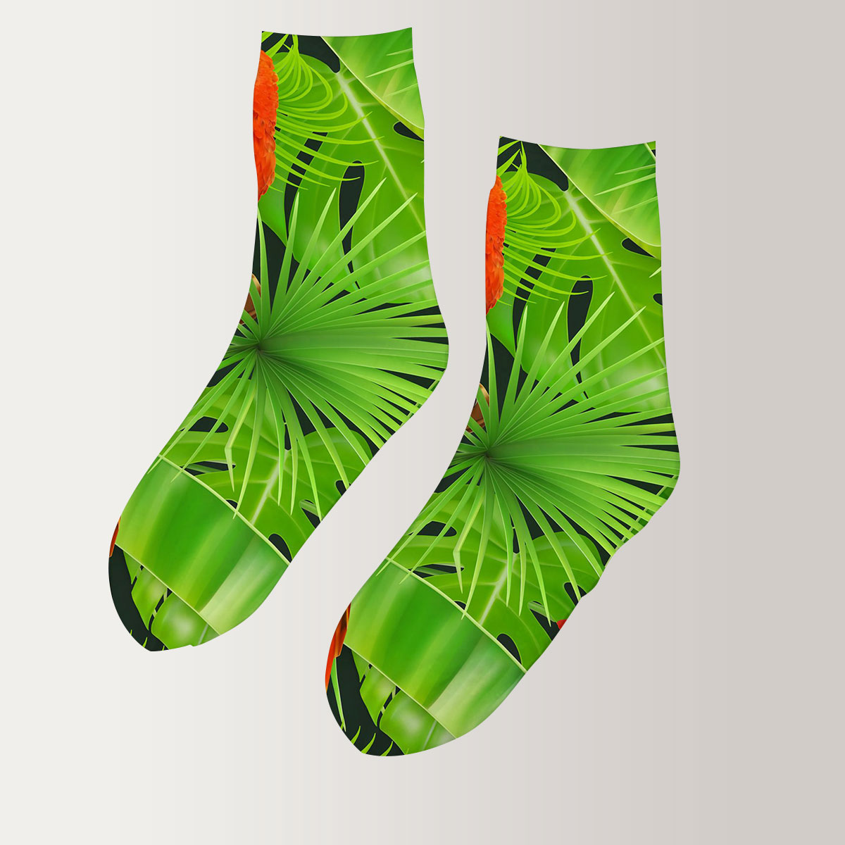Green Tropical Parrot 3D Socks_2_1