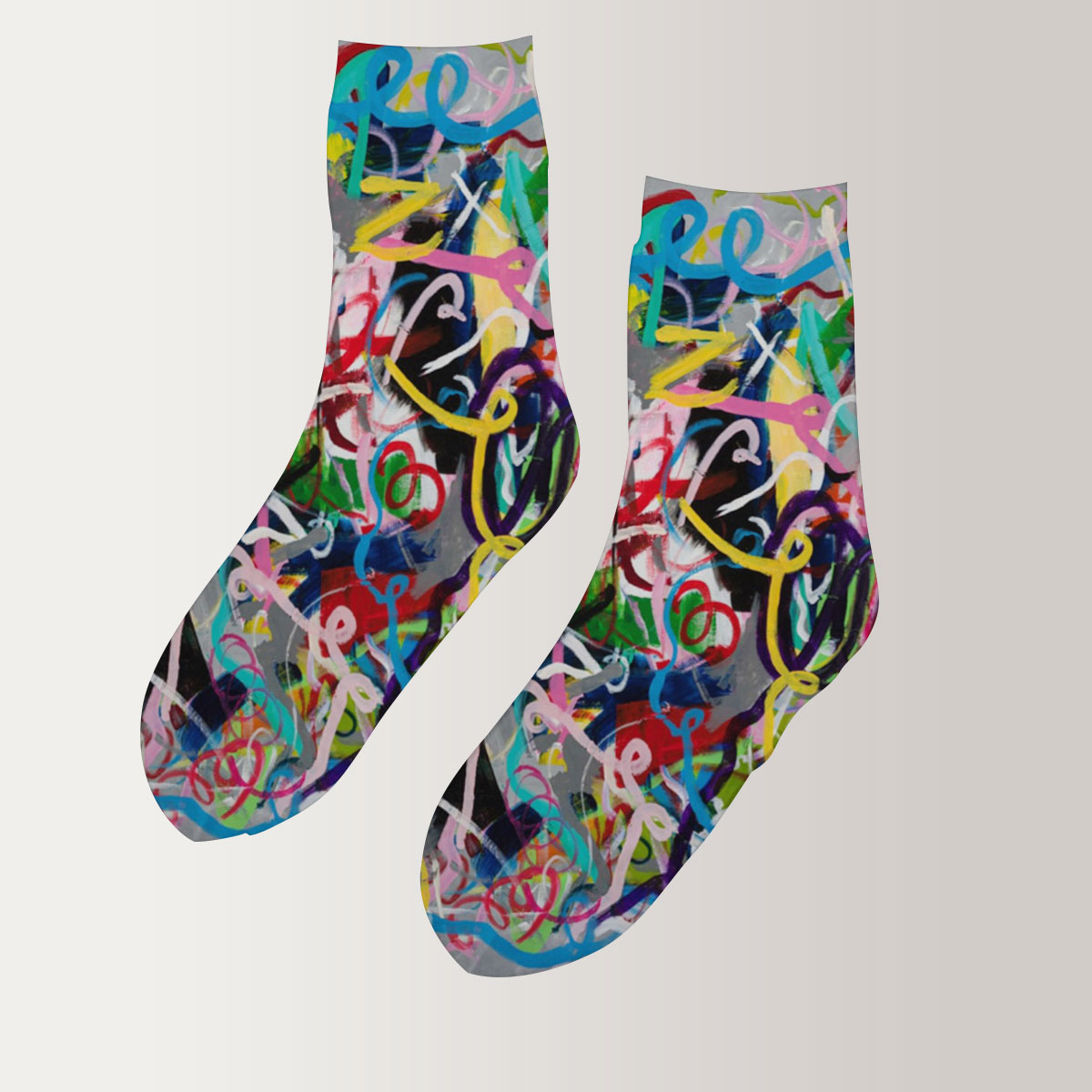 Grey Abstrac Line 3D Socks_2_1