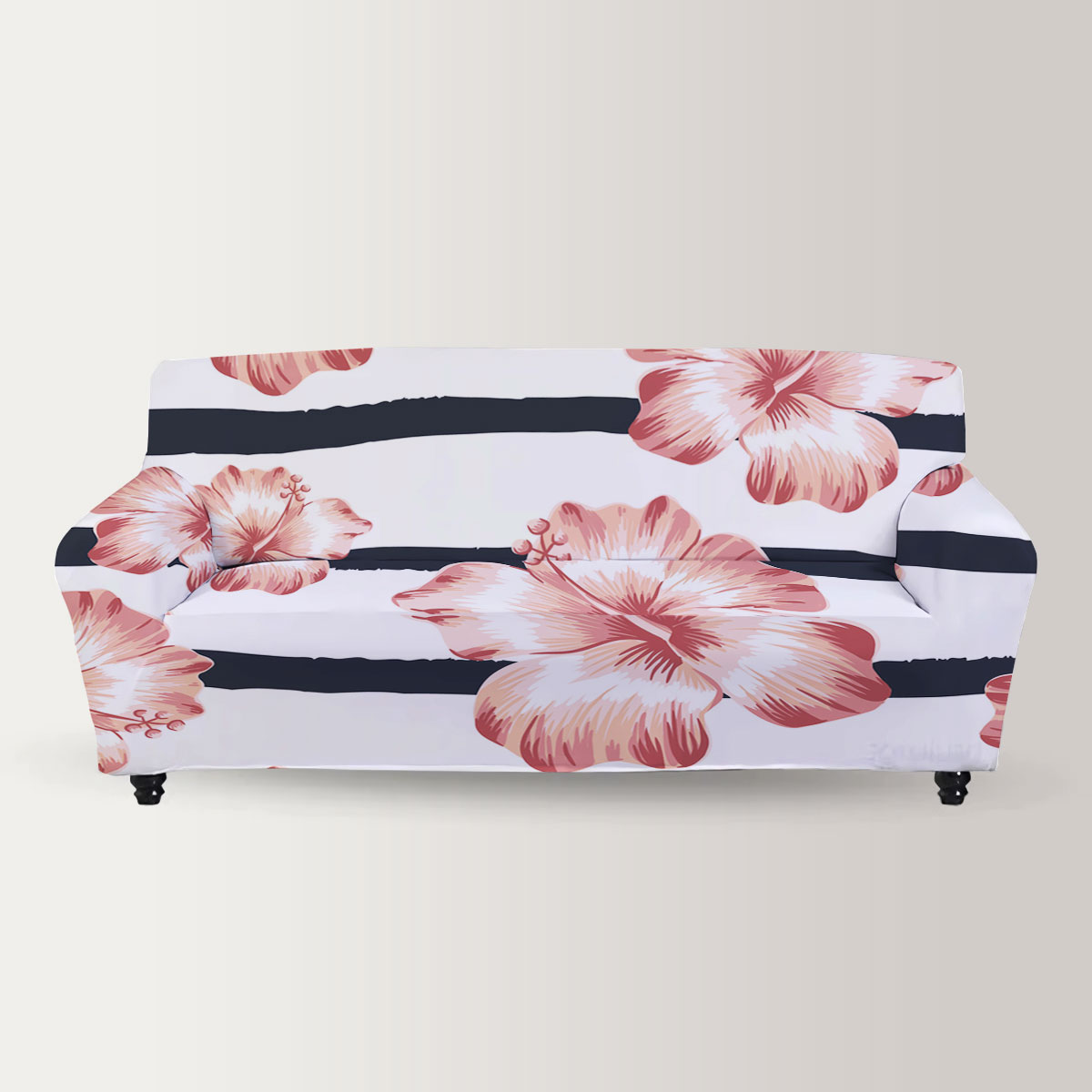 Floral Pink Hibiscus Sofa Cover_2_1