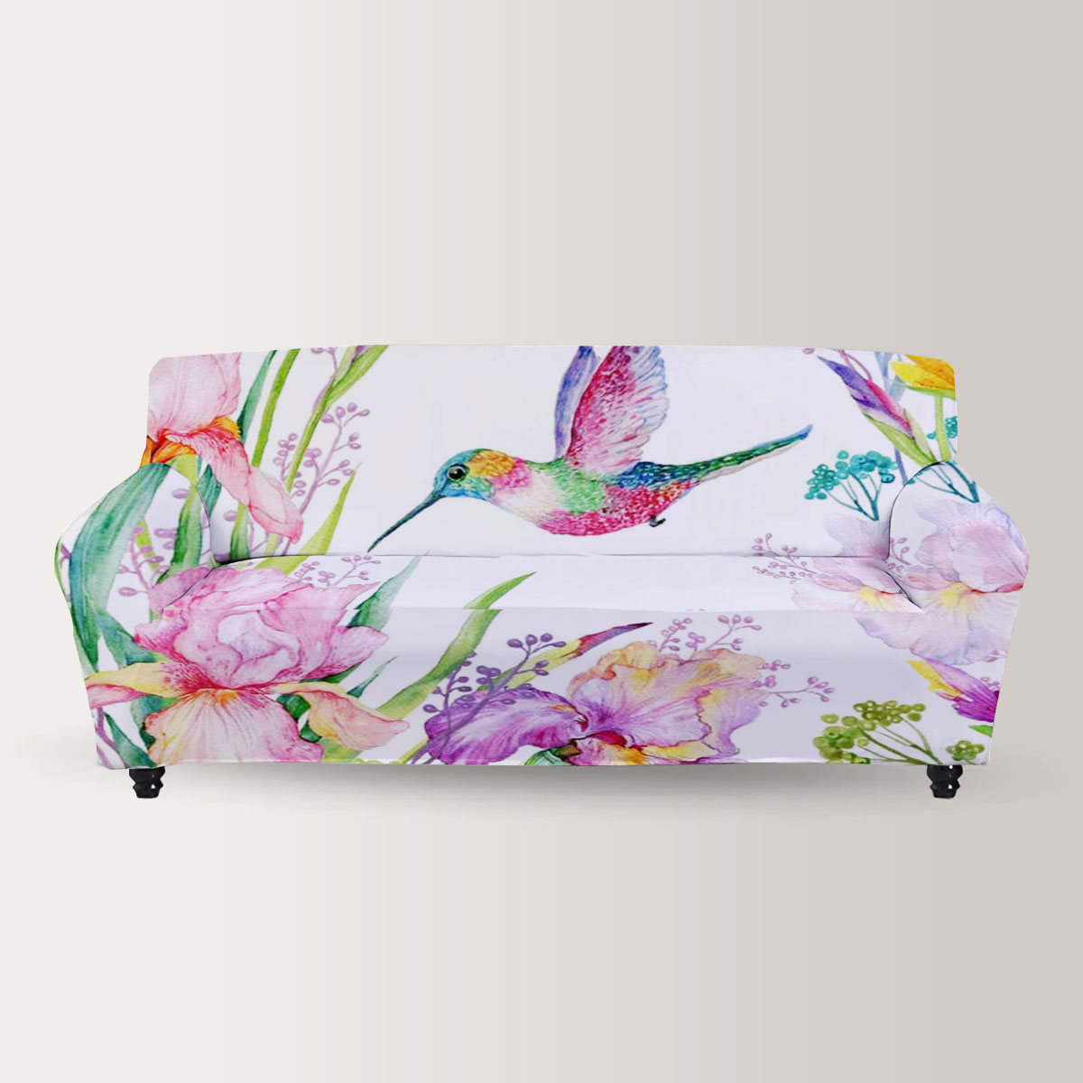 Flower Humming Bird Sofa Cover_2_1