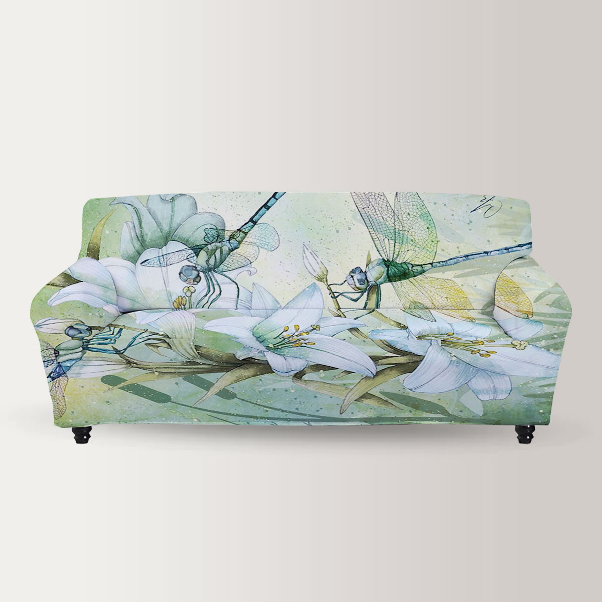 Flower With Dragonfly Sofa Cover_2_1