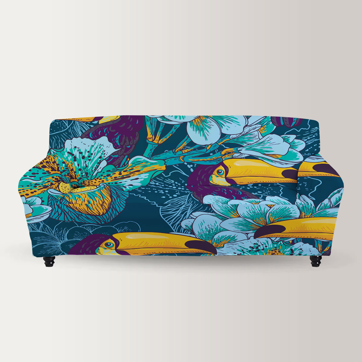 Flowers Parrot Sofa Cover_2_1