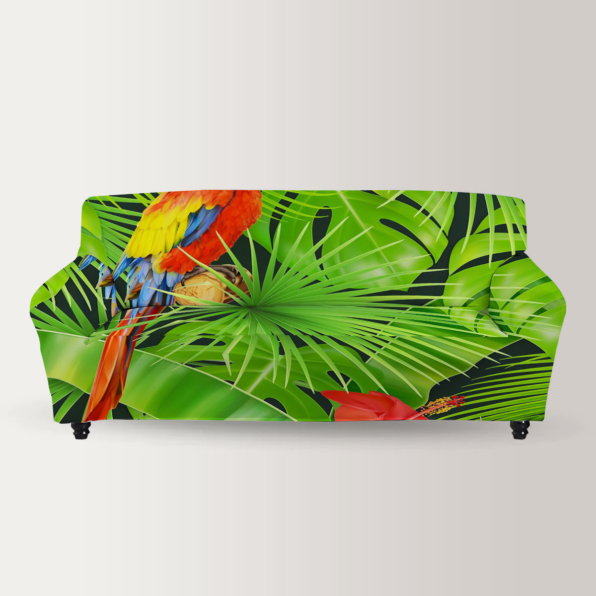 Green Tropical Parrot Sofa Cover_2_1