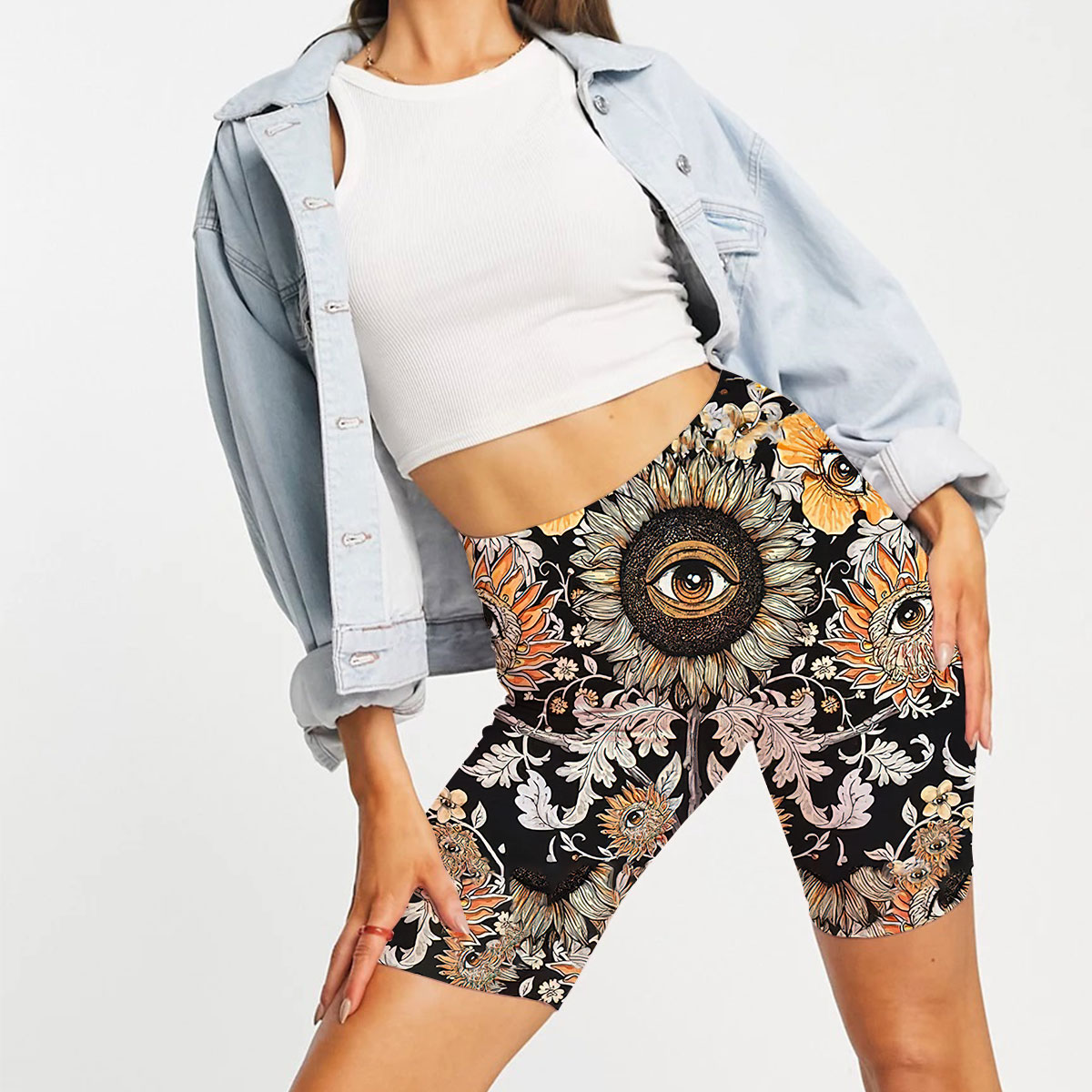 Psychedelic Sunflower Casual Shorts_2_1