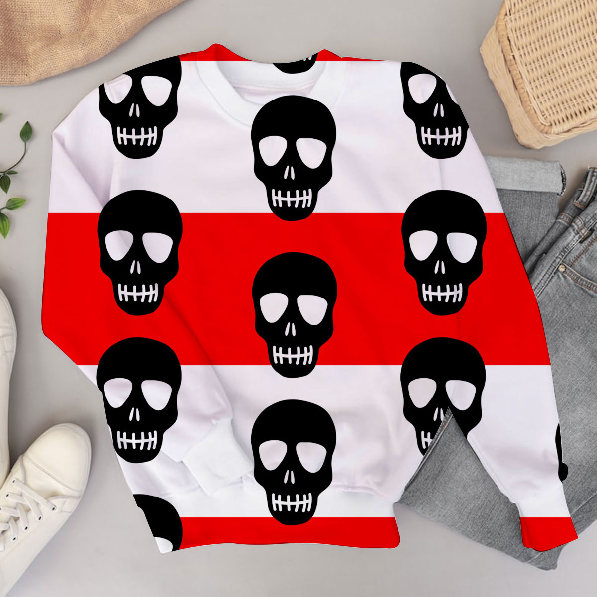 Red Stripe Skull Sweater_2_1