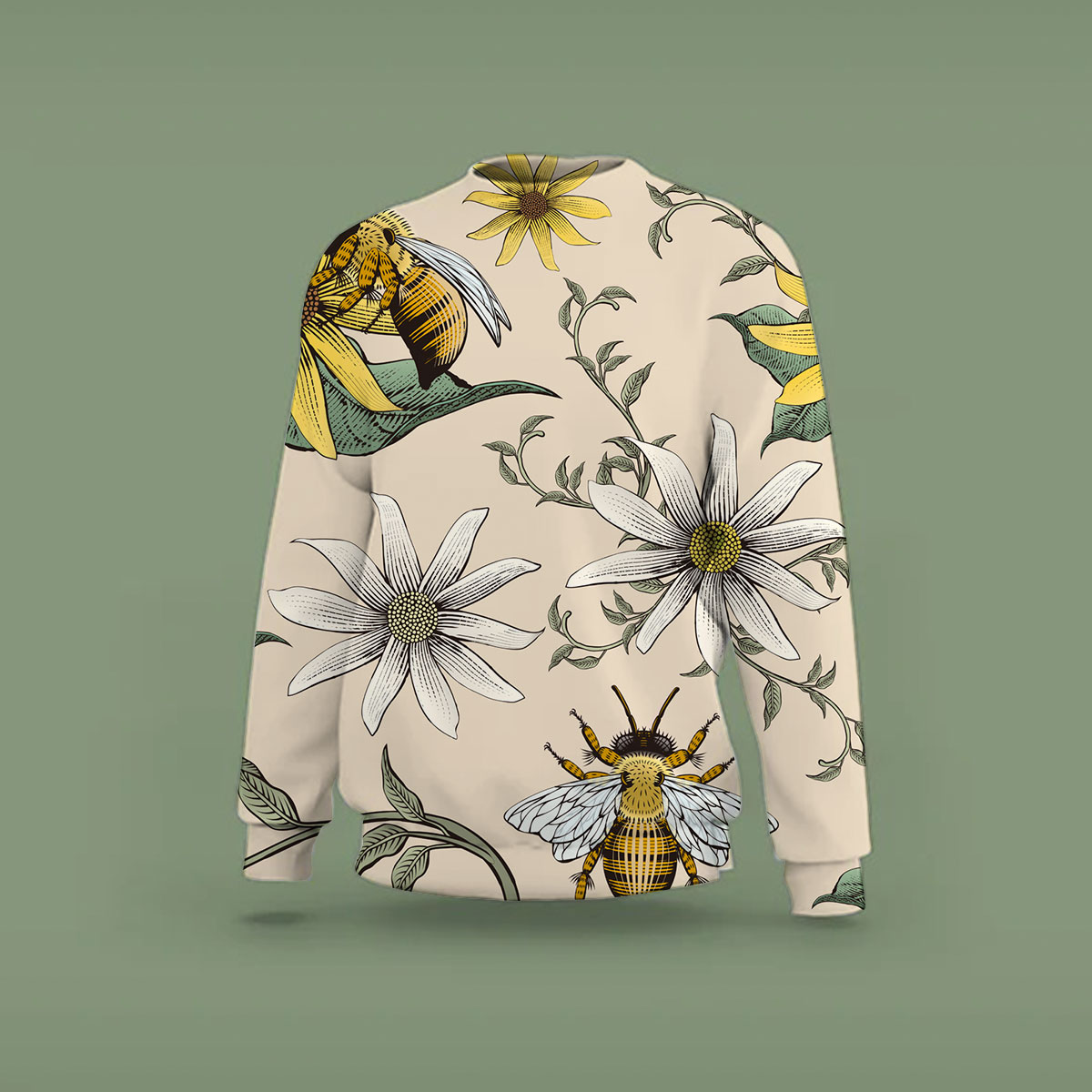 Flower And Bee Sweatshirt_2_1
