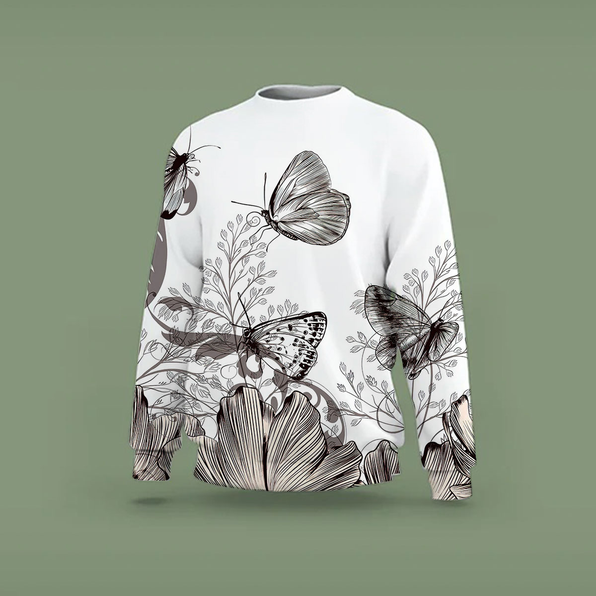 Flower And Butterfly Sweatshirt_2_1