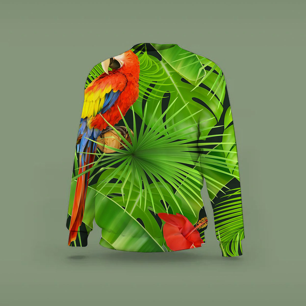 Green Tropical Parrot Sweatshirt_2_1