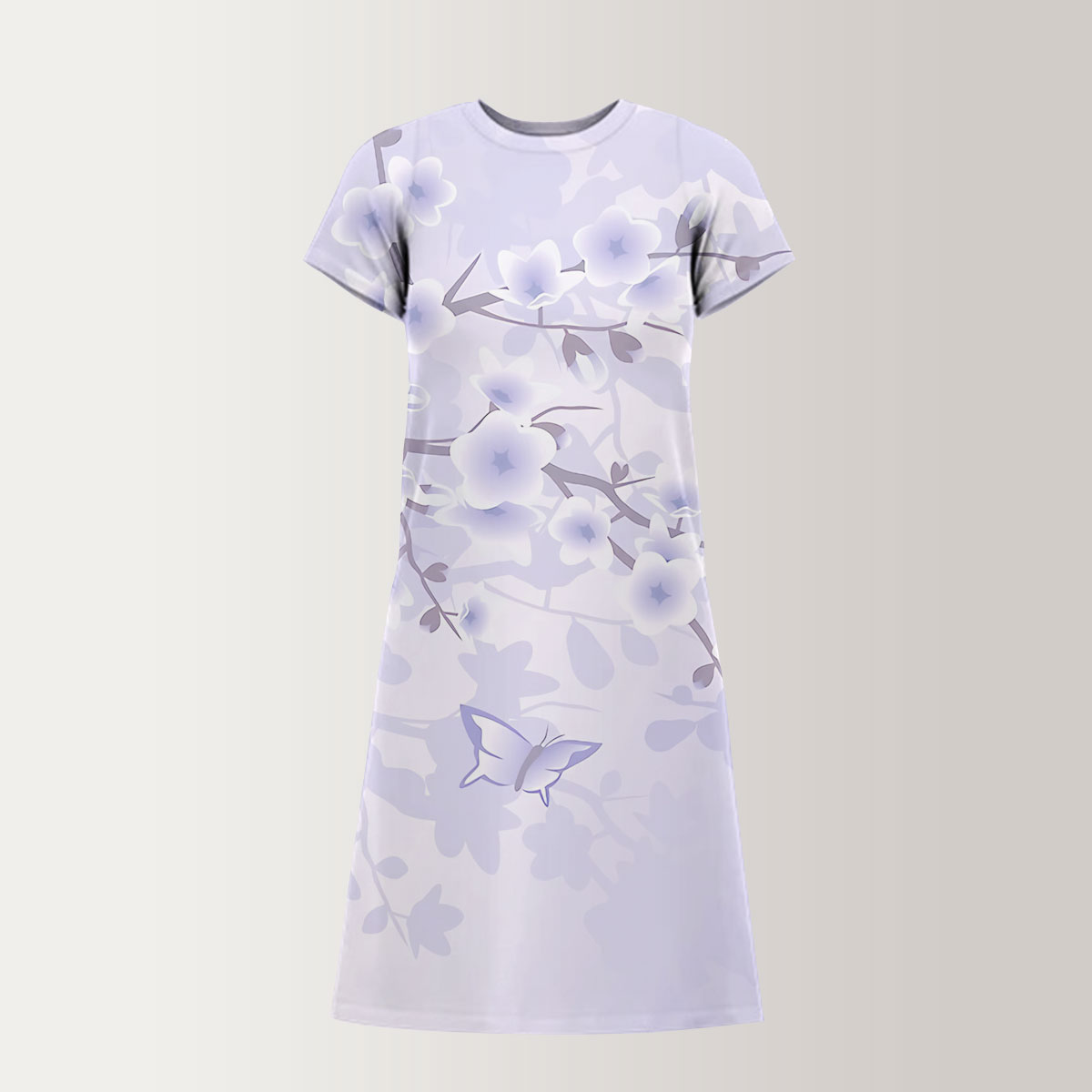 Purple Cherry Blossom T-Shirt Dress_2_1