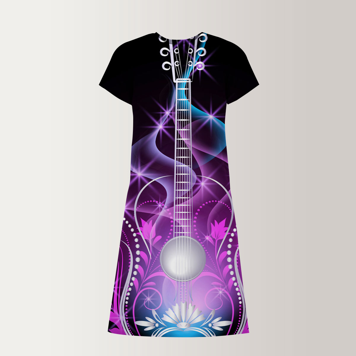 Treble Clefs Guitar T-Shirt Dress_2_1
