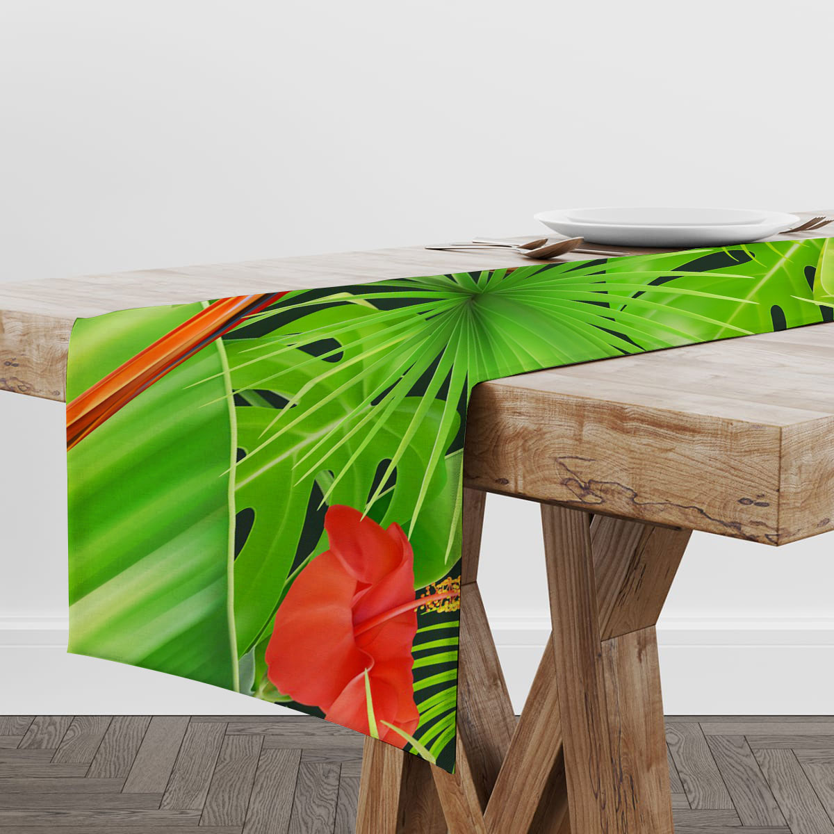 Green Tropical Parrot Table Runner_2_1