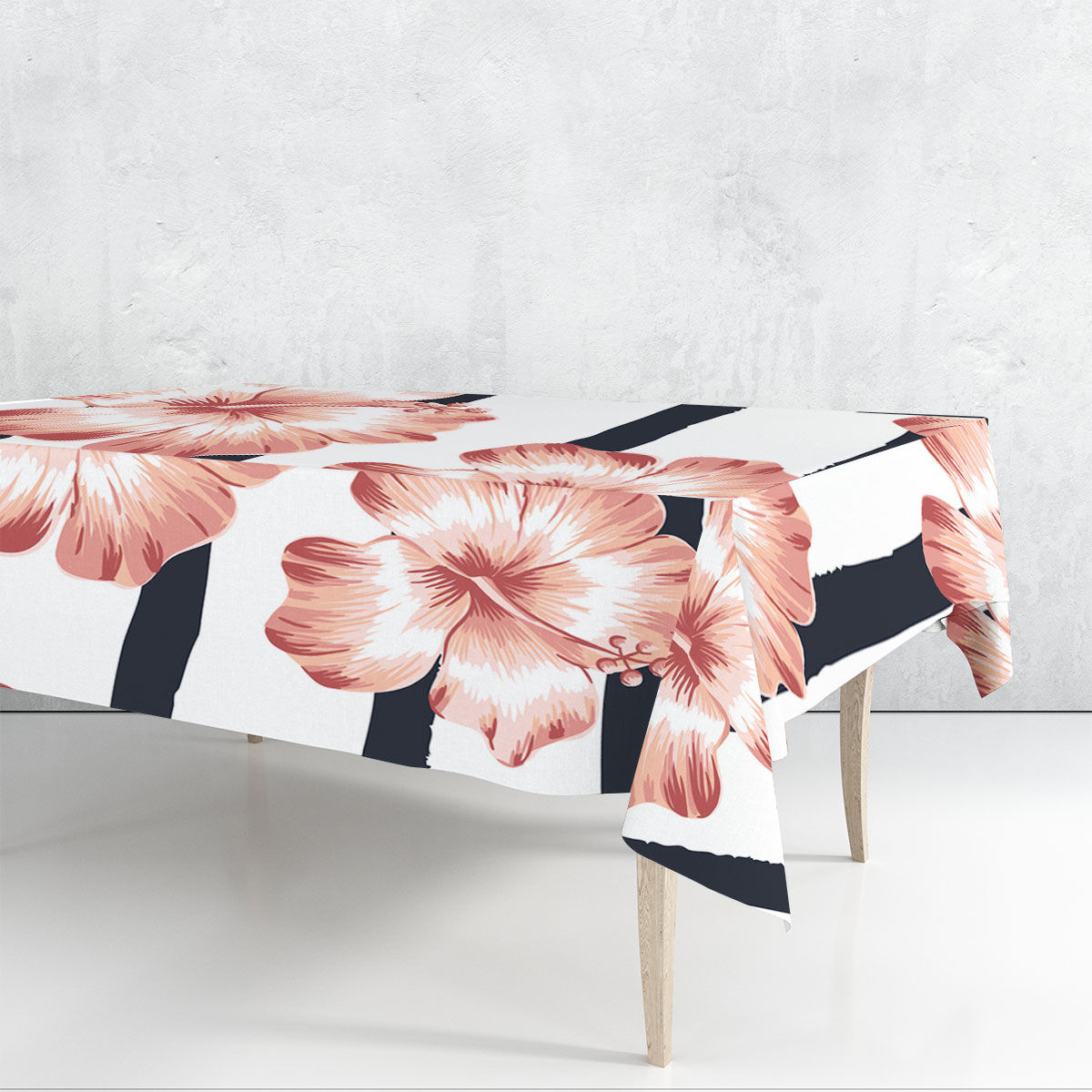 Floral Pink Hibiscus Rectangle Tablecloth_2_1