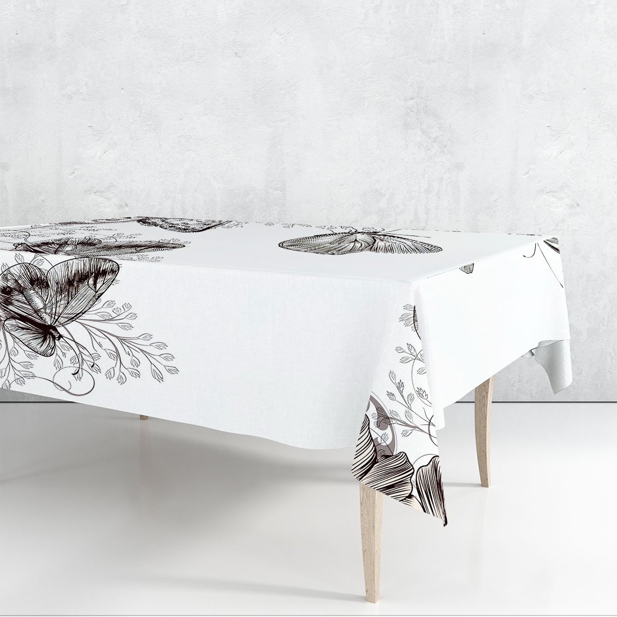 Flower And Butterfly Rectangle Tablecloth_2_1