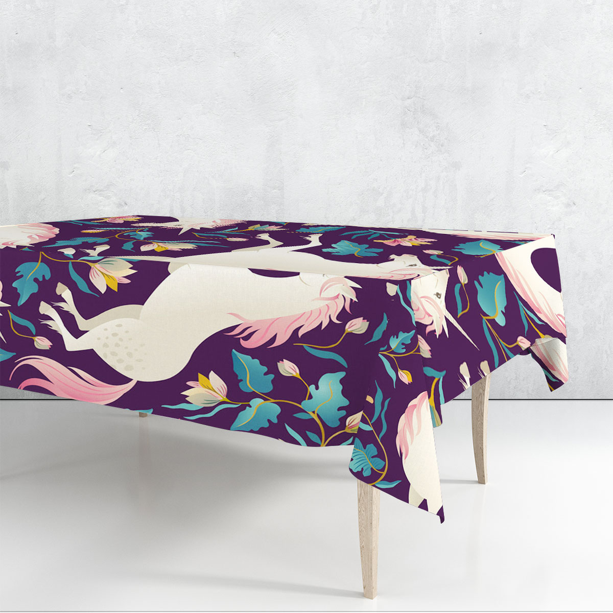 Flower Unicorn Rectangle Tablecloth_2_1