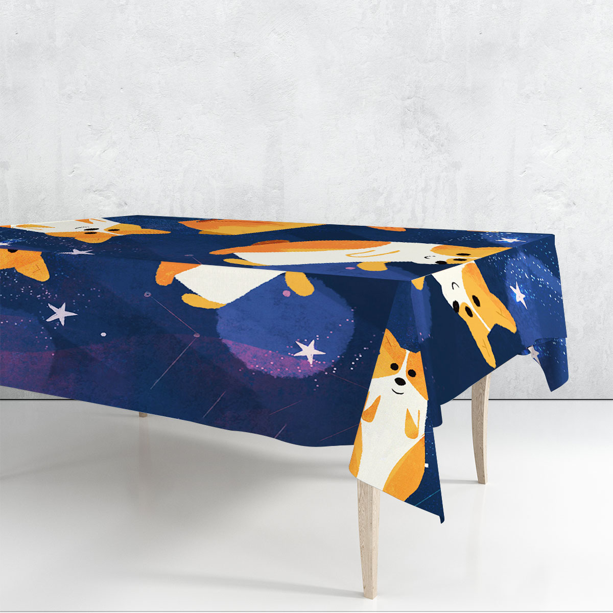 Galaxy Cute Dog Rectangle Tablecloth_2_1