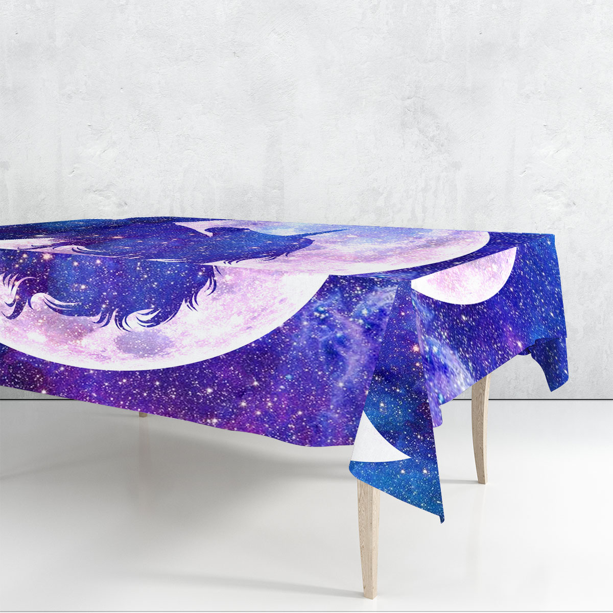 Galaxy Moon Unicorn Rectangle Tablecloth_2_1