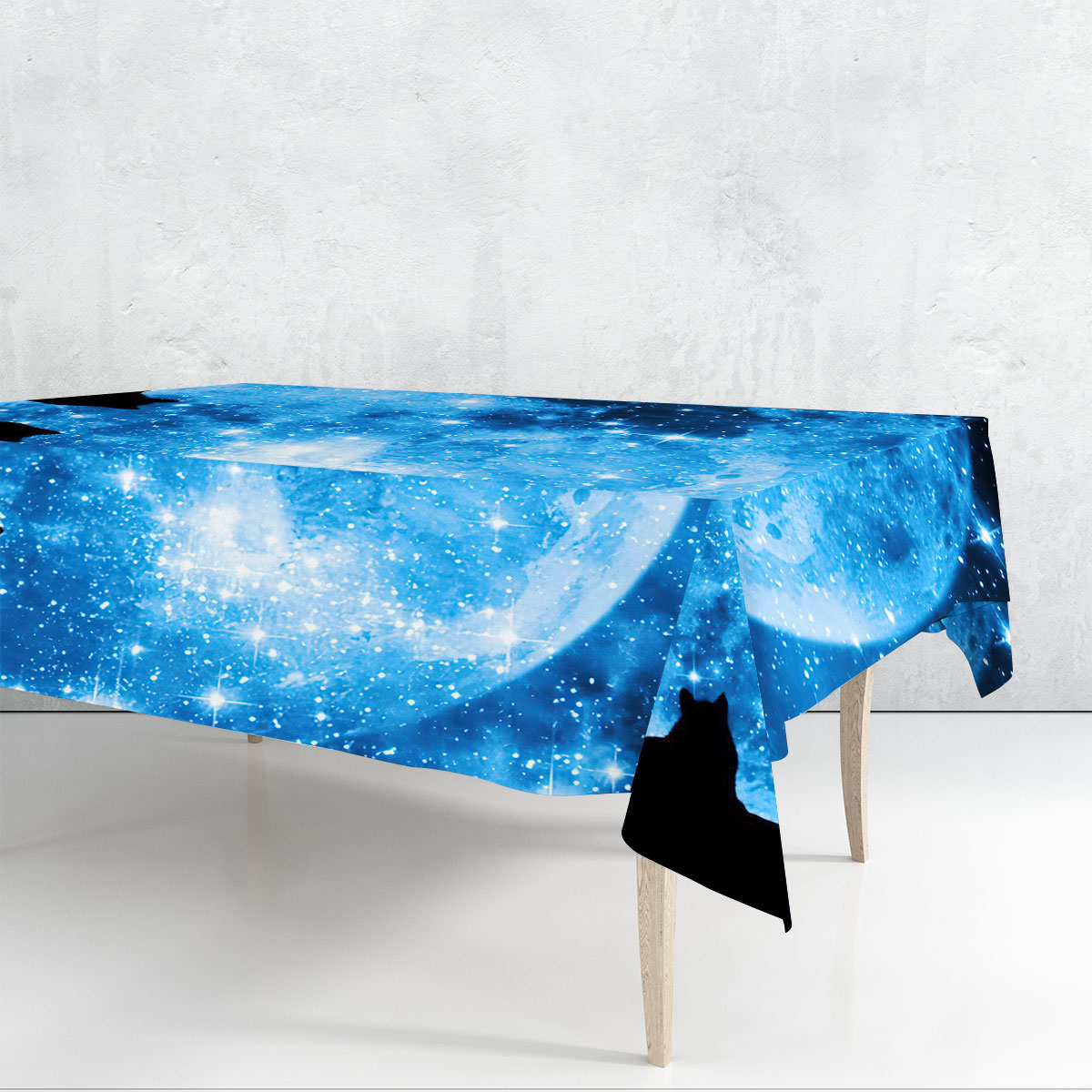 Galaxy Moonlight Wolf Rectangle Tablecloth_2_1