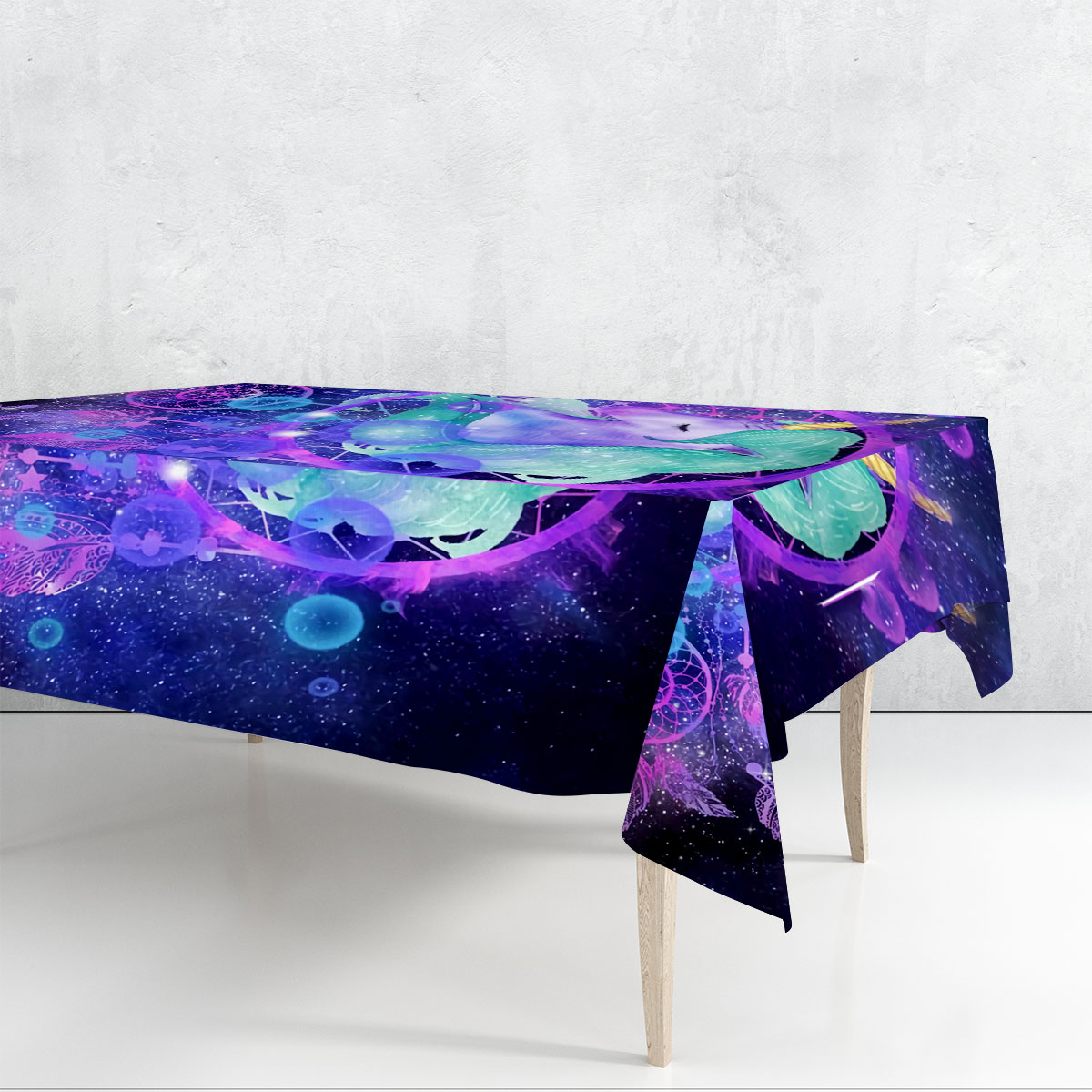 Galaxy Unicorn With Dream Catcher Rectangle Tablecloth_2_1